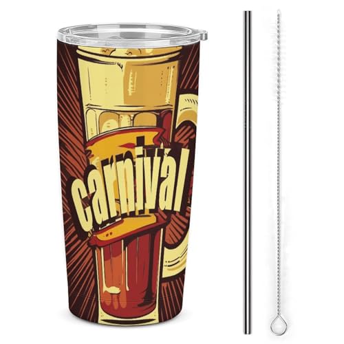 NWTRJ Bierkrug aus Edelstahl, isolierter Becher mit Deckel und Strohhalm, Reise-Kaffeebecher für Kaffee, Tee, Getränke, 590 ml NWTRJ Bierkrug aus Edelstahl, isolierter Becher mit Deckel und Strohhalm, Reise-Kaffeebecher für Kaffee, Tee, Getränke, 590 ml von NWTRJ