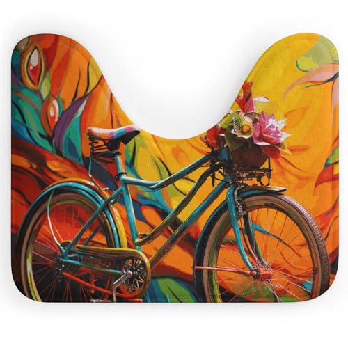 NWTRJ WC-Vorleger, U-förmig, ultraweich, super saugfähig, rutschfest, Mikrofaser, WC-Matte, bunte Fahrrad-Bodenmatten für Badezimmer, Toilettenboden von NWTRJ