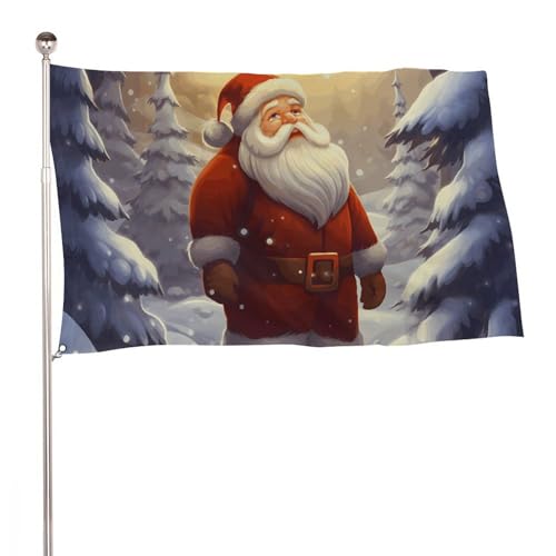 Flagge mit Weihnachtsmann im Schnee, 90 x 150 cm, Willkommensflagge, kein Verblassen, Outdoor-Banner, Dekoration für Innenhof, Veranda, Rasen von NWTRK