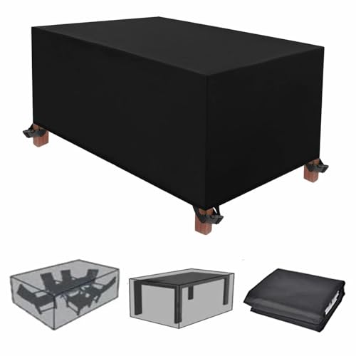 NXMYDBD Abdeckung Gartenmöbel Wasserdichtl 190x95x75cm/LxWxH Oxford Gewebe Abdeckplane Gartenmöbel Regenschutz Staubfest für Sofa Staubdicht Tisch Stühle Gartentische Rechteckig Schwarz von NXMYDBD