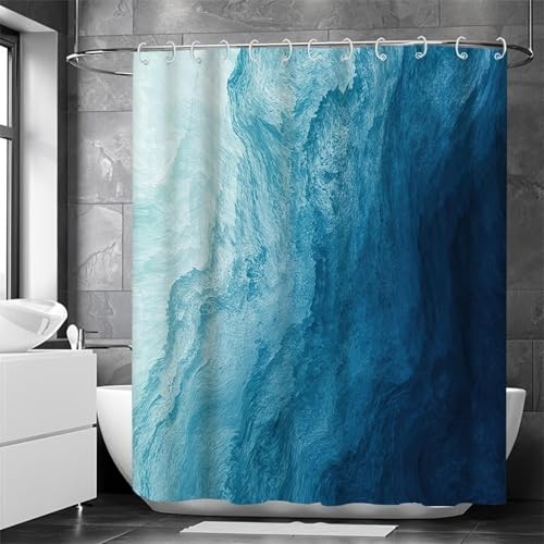 NXMYDBD Duschvorhang mit Meereslandschaft – wasserdicht, inklusive Haken zum einfachen Aufhängen, maschinenwaschbare Badezimmerdekoration aus Polyester 133x220cm/(WxH) von NXMYDBD