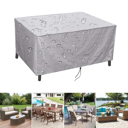 NXMYDBD Gartenmöbel Abdeckung 150x90x80cm/LxWxH Silber Abdeckung für Gartenmöbel Schutzhülle Wasserdicht Outdoor Tischabdeckung Winterfest Rechteck 420D Oxford-Gewebe Gartenstühle Abdeckung von NXMYDBD