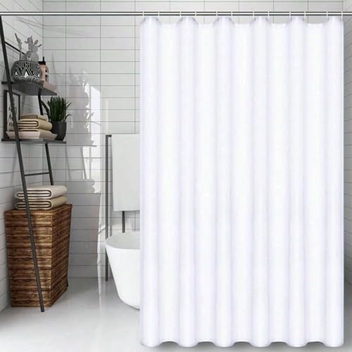 NXMYDBD Weißer Duschvorhang, wasserdicht, Polyestermaterial, rostfreie Metallösen mit Haken, für die Badezimmerdekoration im Hotel 90x170cm/(WxH) von NXMYDBD