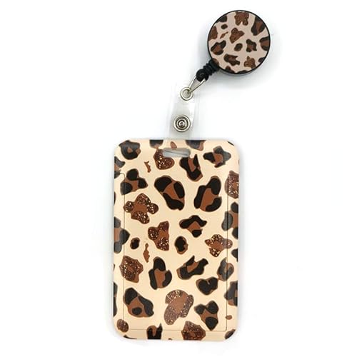 ID -Kartenhalter, Abzeichenhalter, ID -Fälle Klassischer Klassiker Leopardendruck Retractable Kreditkartenhalter Reel Clip Keyring Name Keychain Krankenschwester Arbeitsabzeichen Abzeichenabdeckungen von NXNONEPD