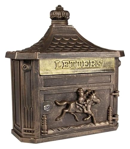 NXSLONE Briefkasten,Wandbriefkasten, Key Lock Box Spendenbox Wandmontierter Briefkasten Retro-Außendekoration im europäischen Stil Retro-Briefkasten(Antique) von NXSLONE