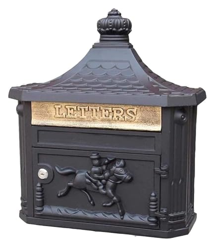 NXSLONE Briefkasten,Wandbriefkasten, Key Lock Box Spendenbox Wandmontierter Briefkasten Retro-Außendekoration im europäischen Stil Retro-Briefkasten(Black) von NXSLONE