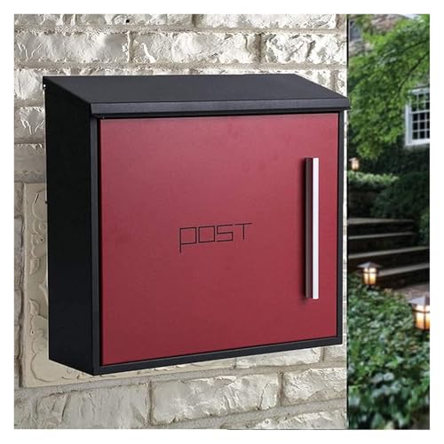 NXSLONE Briefkasten,Wandbriefkasten, Safe Lock Box Wahlurne Spendenbox Wandmontierter Briefkasten for die Veranda ， Hängender, gesicherter Briefkasten mit Verriegelung(Red) von NXSLONE