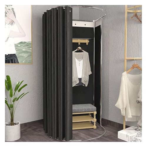 NXSLONE Umkleideraum,Umkleidekabine, Dressing Changing Room Removable Stainless Steel Display Stand Privacy Blackout Curtain with Ball Hook(Black,85x80x200cm) von NXSLONE