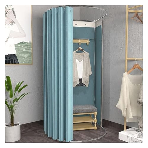 NXSLONE Umkleideraum,Umkleidekabine, Dressing Changing Room Removable Stainless Steel Display Stand Privacy Blackout Curtain with Ball Hook(Blue,100x95x200cm) von NXSLONE