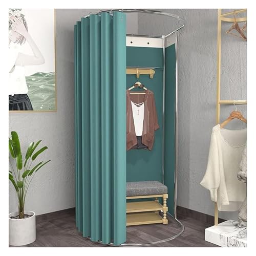 NXSLONE Umkleideraum,Umkleidekabine, Dressing Changing Room Removable Stainless Steel Display Stand Privacy Blackout Curtain with Ball Hook(Green,100x95x200cm) von NXSLONE