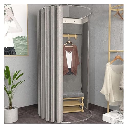 NXSLONE Umkleideraum,Umkleidekabine, Dressing Changing Room Removable Stainless Steel Display Stand Privacy Blackout Curtain with Ball Hook(Grey,100x95x200cm) von NXSLONE