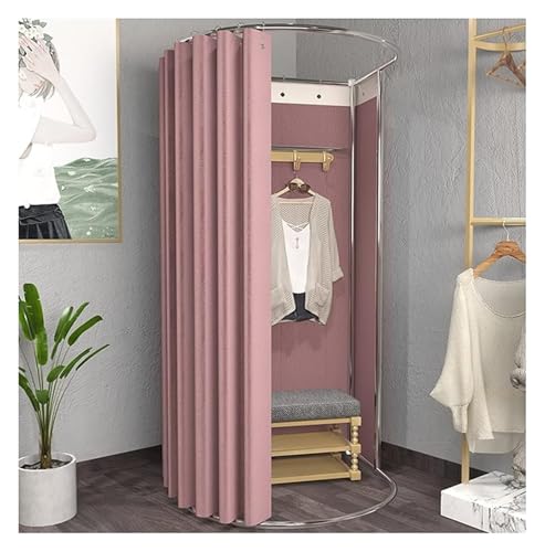 NXSLONE Umkleideraum,Umkleidekabine, Dressing Changing Room Removable Stainless Steel Display Stand Privacy Blackout Curtain with Ball Hook(Pink,100x95x200cm) von NXSLONE