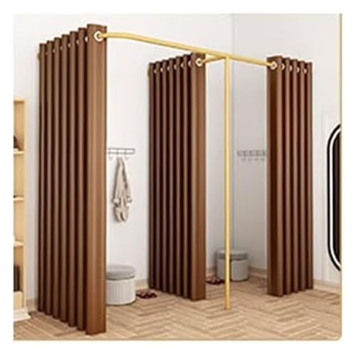 NXSLONE Umkleideraum,Umkleidekabine, Mobile Track Privacy Protection Changing Room,Partition to Block The Cloakroom for Office Bridal Shop(Brown,200x100x200cm) von NXSLONE