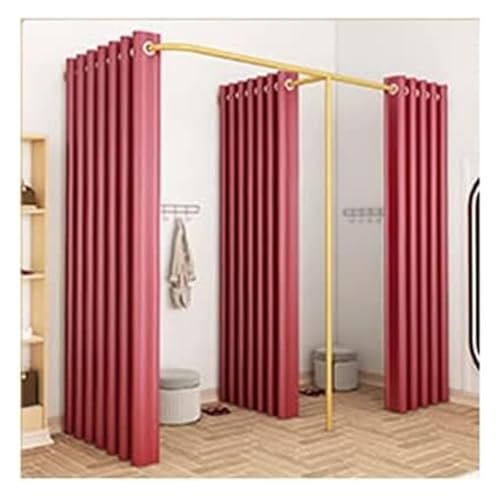 NXSLONE Umkleideraum,Umkleidekabine, Mobile Track Privacy Protection Changing Room,Partition to Block The Cloakroom for Office Bridal Shop(Red,190x90x200cm) von NXSLONE