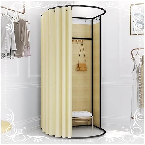 NXSLONE Umkleideraum,Umkleidekabine, Movable Dressing Changing Room - Privacy Curtain Screen with Metal Landing Track Ball Hook(Beige,85x80x200cm) von NXSLONE