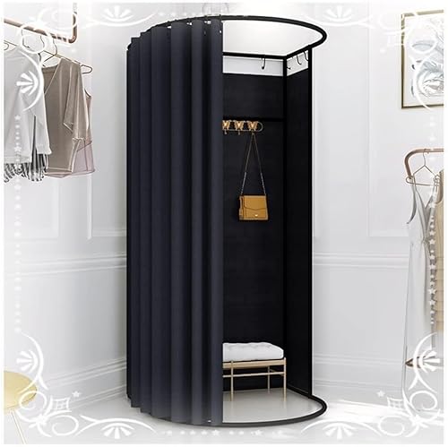 NXSLONE Umkleideraum,Umkleidekabine, Movable Dressing Changing Room - Privacy Curtain Screen with Metal Landing Track Ball Hook(Black,85x80x200cm) von NXSLONE