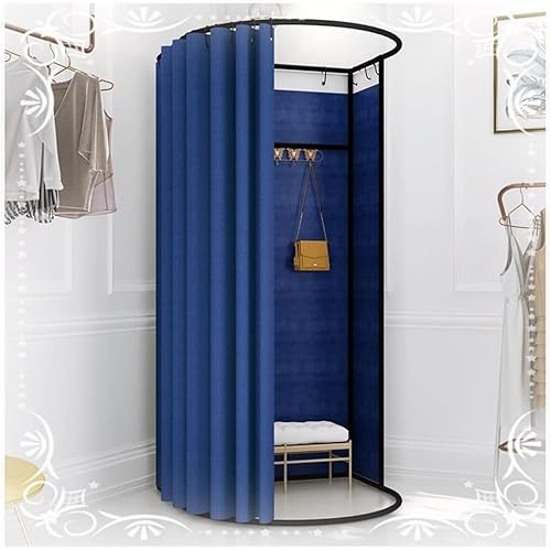 NXSLONE Umkleideraum,Umkleidekabine, Movable Dressing Changing Room - Privacy Curtain Screen with Metal Landing Track Ball Hook(Blue,85x80x200cm) von NXSLONE