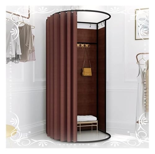 NXSLONE Umkleideraum,Umkleidekabine, Movable Dressing Changing Room - Privacy Curtain Screen with Metal Landing Track Ball Hook(Dark Brown,100x95x200cm) von NXSLONE