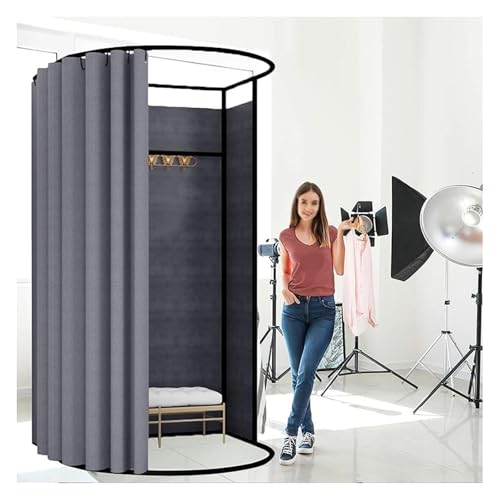 NXSLONE Umkleideraum,Umkleidekabine, Movable Dressing Changing Room - Privacy Curtain Screen with Metal Landing Track Ball Hook(Dark Gray,100x95x200cm) von NXSLONE