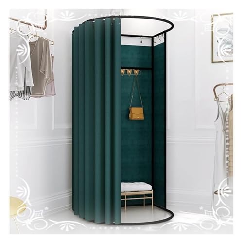 NXSLONE Umkleideraum,Umkleidekabine, Movable Dressing Changing Room - Privacy Curtain Screen with Metal Landing Track Ball Hook(Dark Green,85x80x200cm) von NXSLONE