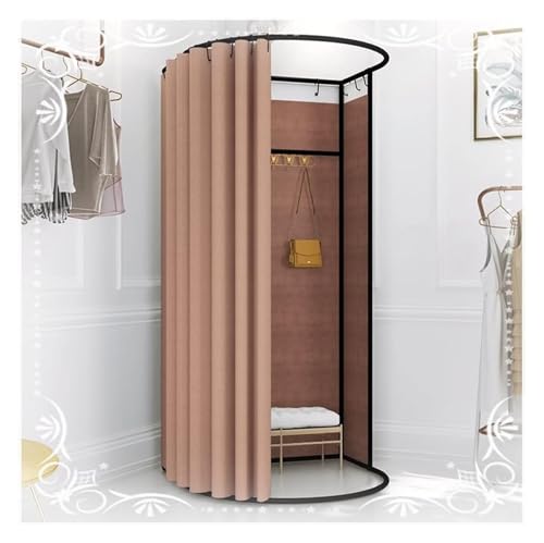 NXSLONE Umkleideraum,Umkleidekabine, Movable Dressing Changing Room - Privacy Curtain Screen with Metal Landing Track Ball Hook(Light Brown,85x80x200cm) von NXSLONE