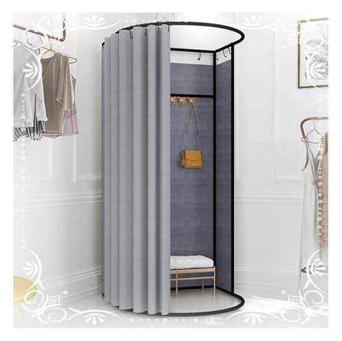 NXSLONE Umkleideraum,Umkleidekabine, Movable Dressing Changing Room - Privacy Curtain Screen with Metal Landing Track Ball Hook(Light Grey,85x80x200cm) von NXSLONE