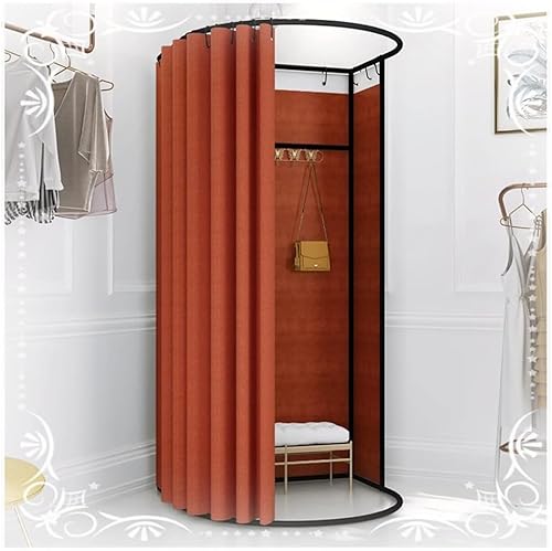 NXSLONE Umkleideraum,Umkleidekabine, Movable Dressing Changing Room - Privacy Curtain Screen with Metal Landing Track Ball Hook(Orange,85x80x200cm) von NXSLONE