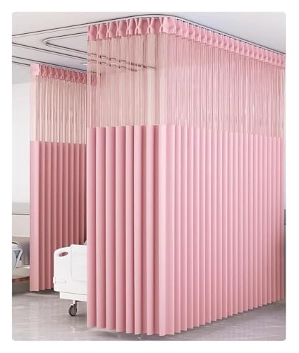 NXSLONE Umkleideraum,Umkleidekabine, Room Divider Curtains Flame Retardant Hospital Privacy Curtain Cubicle Curtain(Pink,1.5 * 2.7m) von NXSLONE