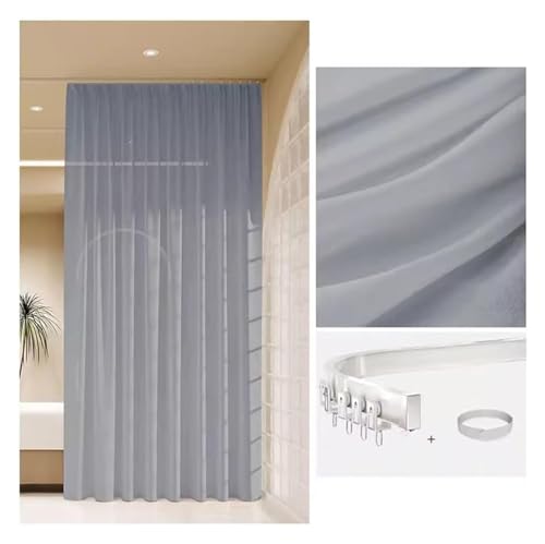 NXSLONE Umkleideraum,Umkleidekabine, Room Divider Curtains Privacy Partition Curtains Ceiling Track Curtain for Fitting Room Beauty Salon(Light Grey,5 * 2.7m) von NXSLONE
