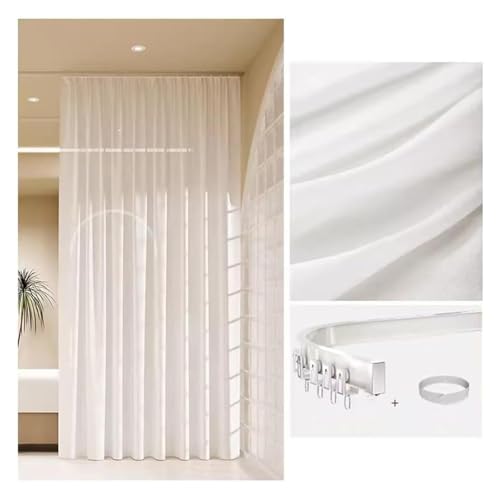NXSLONE Umkleideraum,Umkleidekabine, Room Divider Curtains Privacy Partition Curtains Ceiling Track Curtain for Fitting Room Beauty Salon(White,4 * 2.7m) von NXSLONE