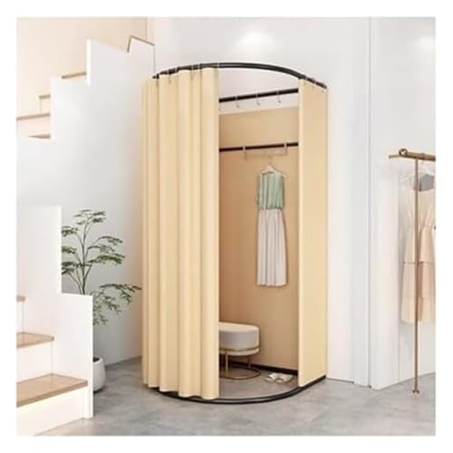 NXSLONE Umkleideraum,Umkleidekabine, Simple Dressing Room Privacy Locker Room for Office Metal Floor Frames & Privacy Blackout Curtains(Beige,85x80x200cm) von NXSLONE