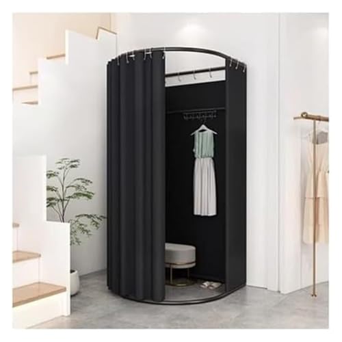 NXSLONE Umkleideraum,Umkleidekabine, Simple Dressing Room Privacy Locker Room for Office Metal Floor Frames & Privacy Blackout Curtains(Black,100x95x200cm) von NXSLONE
