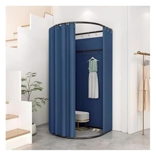 NXSLONE Umkleideraum,Umkleidekabine, Simple Dressing Room Privacy Locker Room for Office Metal Floor Frames & Privacy Blackout Curtains(Dark Blue,85x80x200cm) von NXSLONE