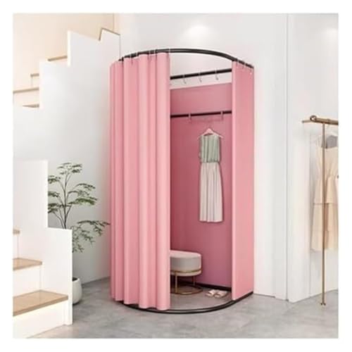 NXSLONE Umkleideraum,Umkleidekabine, Simple Dressing Room Privacy Locker Room for Office Metal Floor Frames & Privacy Blackout Curtains(Pink,85x80x200cm) von NXSLONE