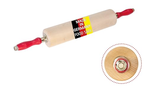 Nudelholz Profi Teigroller aus einem Stück Buchenholz, Kugelgelagert (Teigrolle, Backrolle) (35cm) von NXT Board