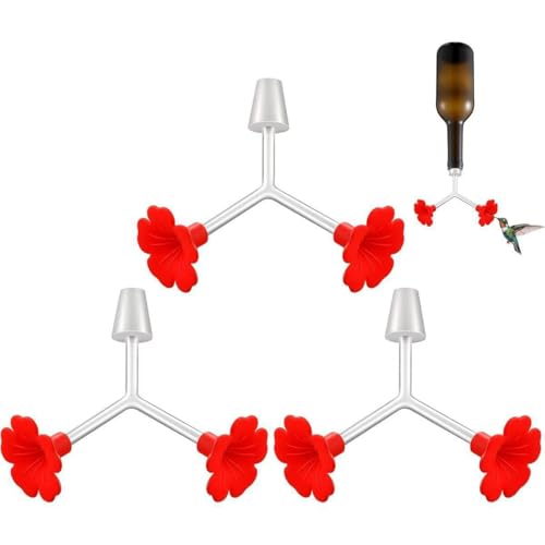 3 Stück Scientific 135° Kolibri-Wasser-Futterstation – Y-Form spritzwassergeschütztes Design, roter Blumenstopper mit Bienenschutz, einfach aufzuhängender Vogelfutterspender für Gärten von NXTFNRNX
