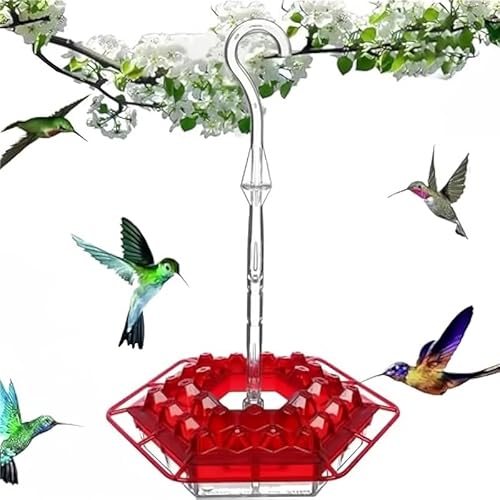 Verbessertes wetterbeständiges sechseckiges Vogelfutterhaus – Ameisengräben & Bienenschutzanschlüsse, hängende dekorative Futterstation für den Garten (leicht zu reinigen) von NXTFNRNX