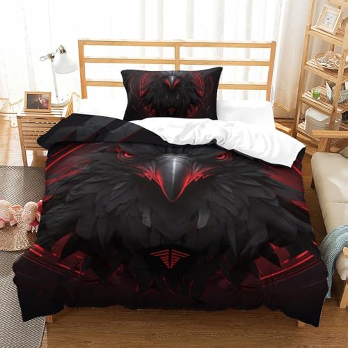 NXYDEPPEV 3 Pc Atmungsaktiv Bettbezug Mit Adler Kissenbezug Hohe Qualität Mit Reißverschluss Bettdecke Für Herren- Und Damenschlafzimmer Und Gästezimmer Single（135x200cm） von NXYDEPPEV