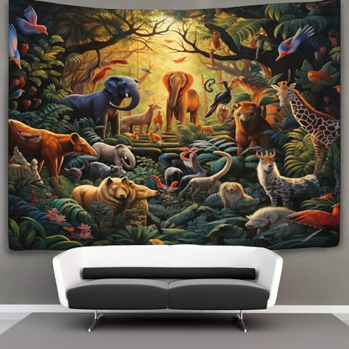 NXYDEPPEV Dschungeltiere Wandbehang Tapisserie Bunt dekorativ Spielteppich Weihnachten Mikrofaser Für Schlafzimmer, Home Dekor Wandtücher 130cmx150cm von NXYDEPPEV