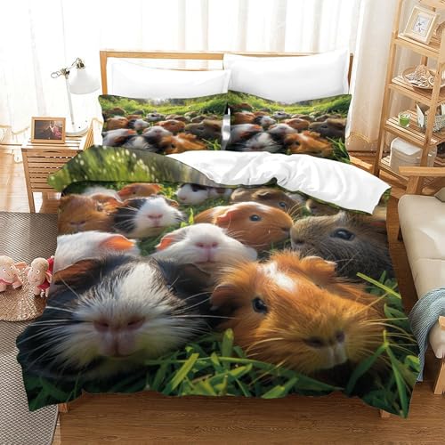 NXYDEPPEV Meerschweinchen Bettbezug Bettwäsche Kinderbettwäsche-Set Reißverschluss Mit Kissenbezug Betten Set Für Jugendliche Kinder Schlafzimmer Single（140x200cm） von NXYDEPPEV
