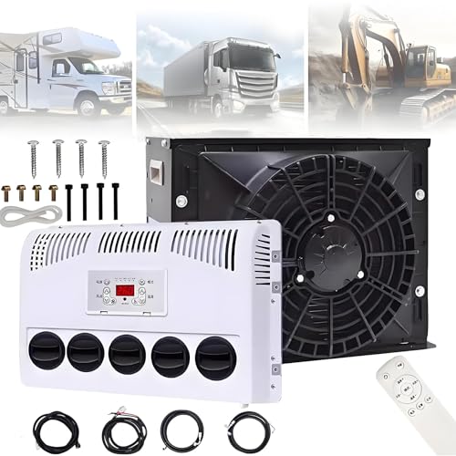 Standklimaanlage mit 360° Drehbarem Luftauslass, Intelligente Frequenzumwandlung, Schnelle Kühlung, Geeignet für Transporter, Busse, Kräne Usw.,24V-Black von NYANS