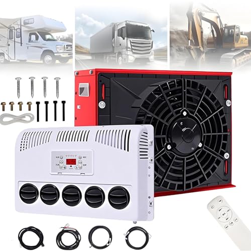 Standklimaanlage mit 360° Drehbarem Luftauslass, Intelligente Frequenzumwandlung, Schnelle Kühlung, Geeignet für Transporter, Busse, Kräne Usw.,24V-Red von NYANS