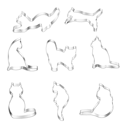 Ausstechformen 8 Stück Kitty für Katze Ausstechformen Set Walking Sitzend für Katze Serie Gebäck Keks Kuchen Backen Kochen Ausstechformen für Kinder von NYCEMAKEUP