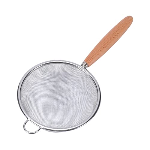 Edelstahlsieb mit langem Holzgriff zum Aufhängen von Ohren, Küchensieb, feinmaschiges Sieb, Kochgeschirr, feines Edelstahlsieb von NYCEMAKEUP