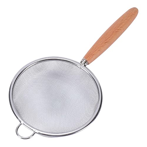 Edelstahlsieb mit langem Holzgriff zum Aufhängen von Ohren, Küchensieb, feinmaschiges Sieb, Kochgeschirr, feines Edelstahlsieb von NYCEMAKEUP