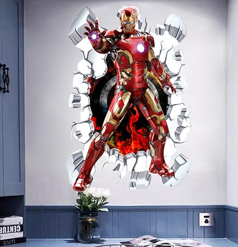 Marvel 3d Avengers Alliance Iron Man Anime Wandaufkleber Tapete Student Schlafsaal Schlafzimmer 40.60cm von NYCK