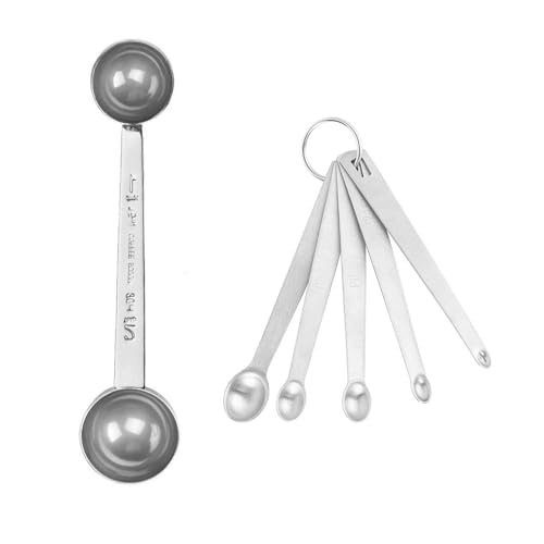 1-Teiliges Doppelkopfmesslöffel, 5-Teilige Mini-Messlöffel, Metallpulverpulverlöffel, Messlöffel Mit Skala, Praktischer Löffel Im Freien, Küchenmesslöffel Werkzeugwerkzeug von NYGGTYK