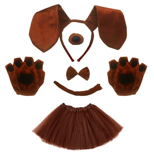 1 Welpen-Set, Tierkostüm-Zubehör, Urlaubs-Cosplay-Kostüm-Set, Hunde-Maskerade-Kostüm, Hundeohren-Kostüm, Hunde-Stirnband, Hundepfoten-Handschuhe von NYGGTYK
