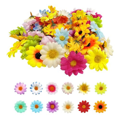 NYGGTYK 200 Stück künstliche Gänseblümchen, Bastelblumen, künstliche Gänseblümchen, Handgestrickte Gänseblümchen, Miniblumen, künstliche Gerbera-Gänseblümchen-Blütenköpfe von NYGGTYK