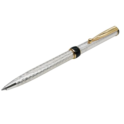 NYLOE - Kugelschreiber - Massives Sterlingsilber 925 - Baumrinden-Muster - Vergoldete Details - Nachfüllbar mit Standard Internationaler Mine - Handwerkskunst Eleganz - Hergestellt in Italien von NYLOE Writing Instruments